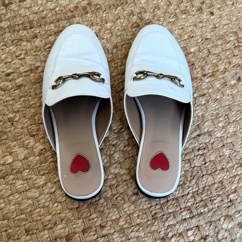 Elegant White Loafers with Gold Accent